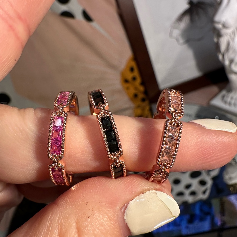 Stackable Gemstone Rings With Rose Gold Tone - image 2